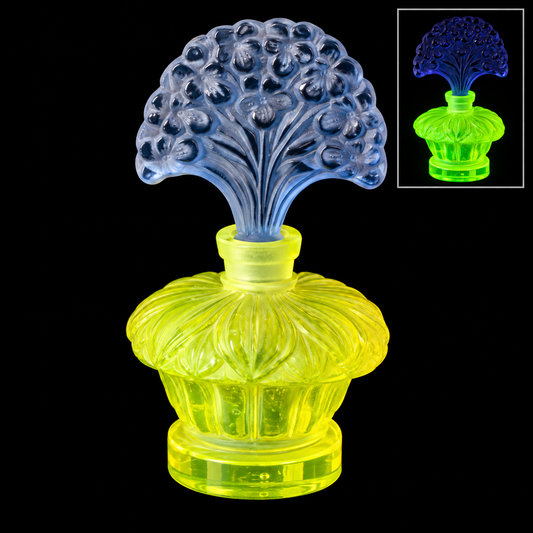 Uranium Vintage Bohemia Glass Perfume Bottle, Czech Republic, OUTLET