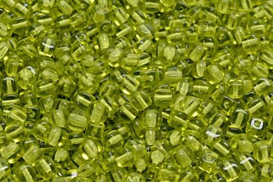Cube Beads, Chalk White Travertin Light Gray (50230), Glass, Czech Republic