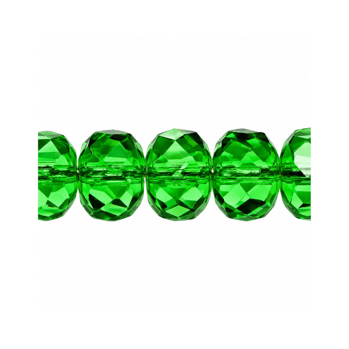 Special Cut Faceted Fire Polished Beads, Transparent Green (50110), Glass, Czech Republic