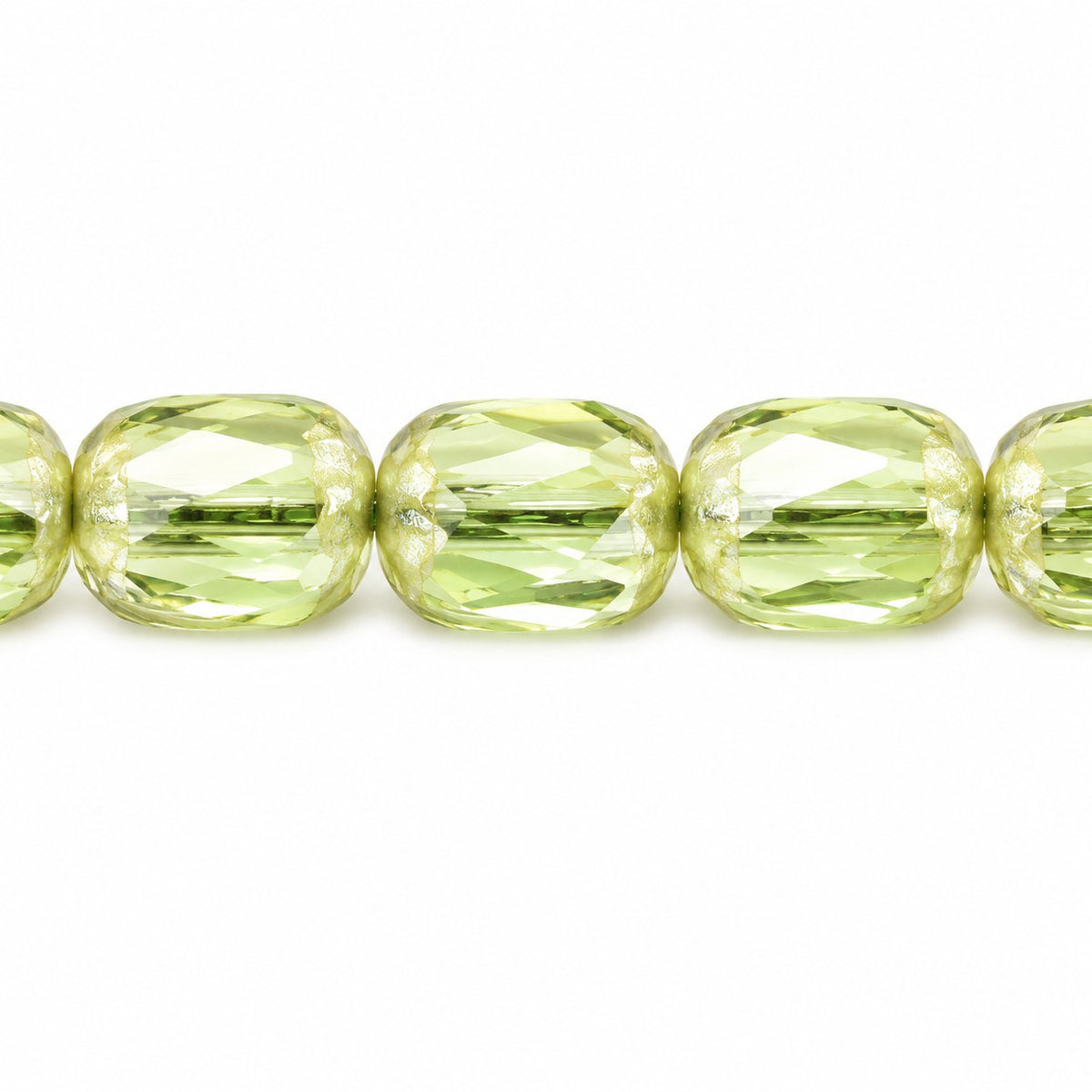 Faceted Fire Polished Beads Special Cut, Transparent Green Antique Silver Patina (50400-81002), Glass, Czech Republic