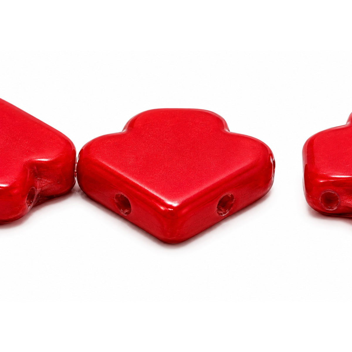 Arrow Beads - Hole From Side To Side, Red (93190), Glass, Czech Republic