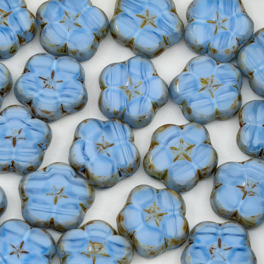 OUTLET 10 grams Table Cut Flower Beads, 14 x 14 mm, 36016 Travertin (36016-86800), Glass, Czech Republic