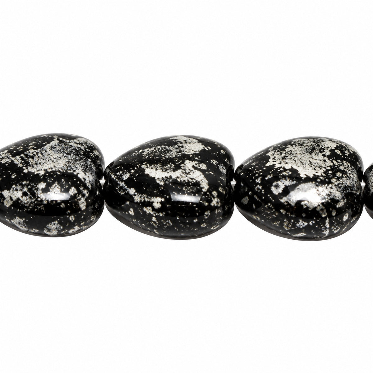 Heart Beads, Black 47902 (23980-47902), Glass, Czech Republic
