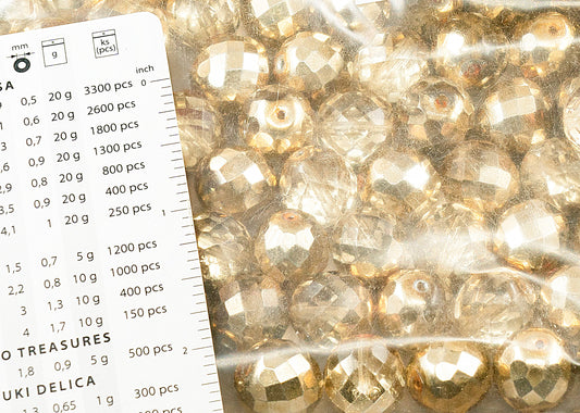 OUTLET 250g Faceted Fire Polished Round Beads , 14 x 14 mm, Crystal 97387 (00030-97387), Glass, Czech Republic