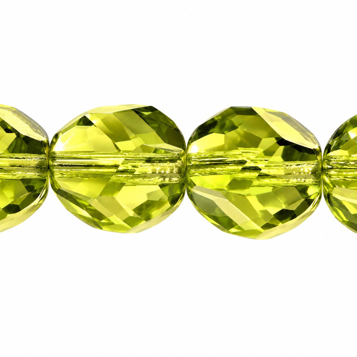 Fire Polished Faceted Stone-Like Beads Special Cut, Transparent Green (50230), Glass, Czech Republic