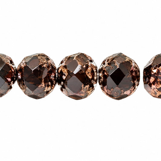 Faceted Fire Polished Beads Special Cut, Black Bronze (23980-14415), Glass, Czech Republic