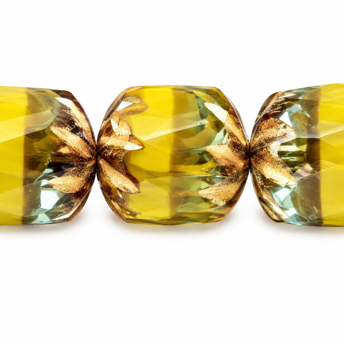 Fire Polished Faceted Cathedral Beads, X1104 Gold Lined (x1104-54202), Glass, Czech Republic