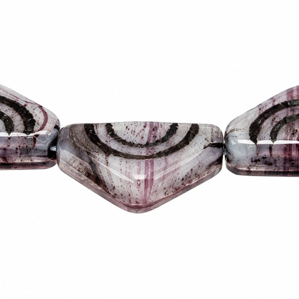 Triangle Pressed Beads, X1700 Black Lined (x1700-46769), Glass, Czech Republic