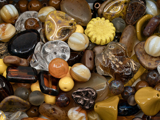 OUTLET Mix Of Unique Czech Bohemia Glass Pressed Beads,  mm, Glass, Czech Republic