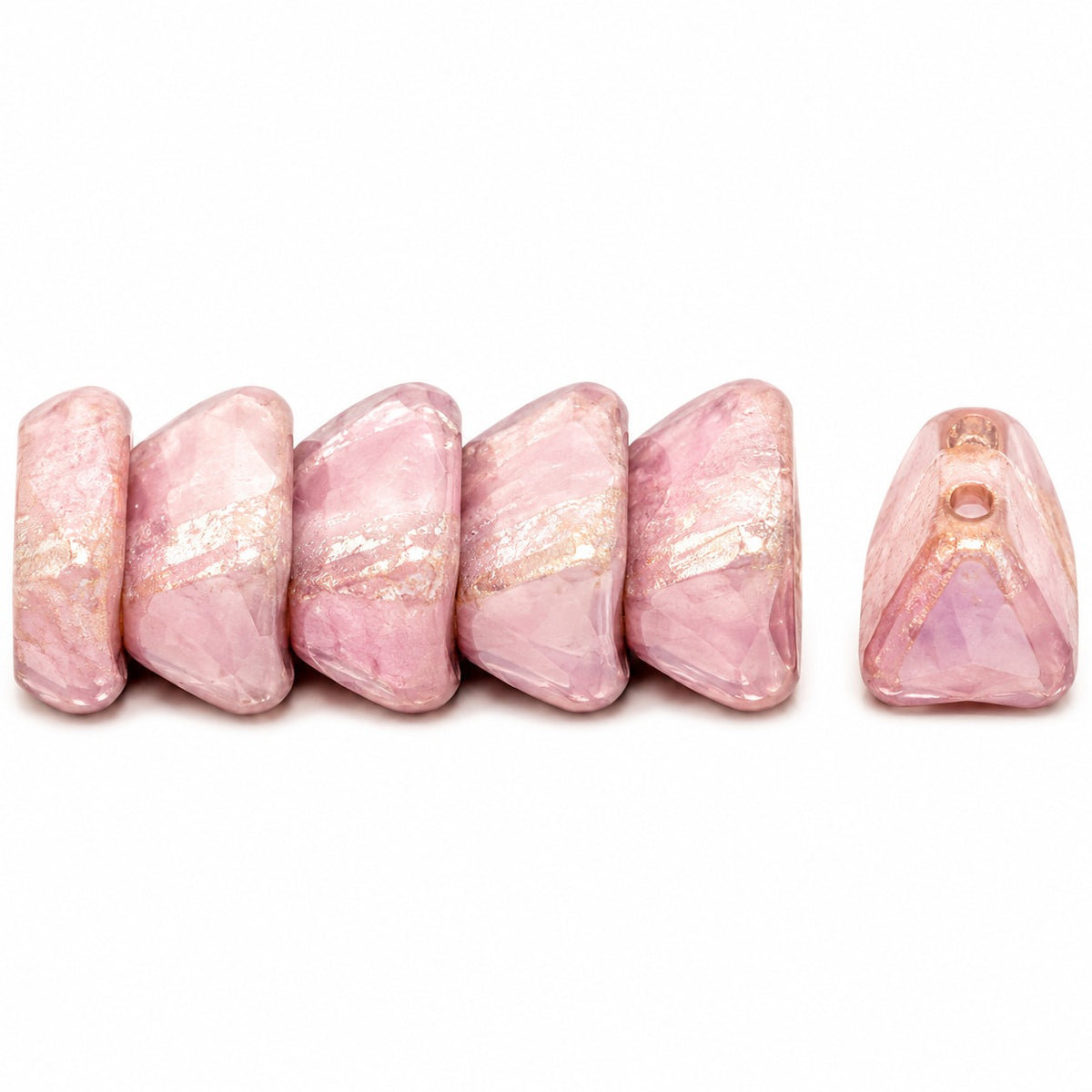 Roof 2-Hole Beads, Chalk White Luster Lila (03000-14494), Glass, Czech Republic