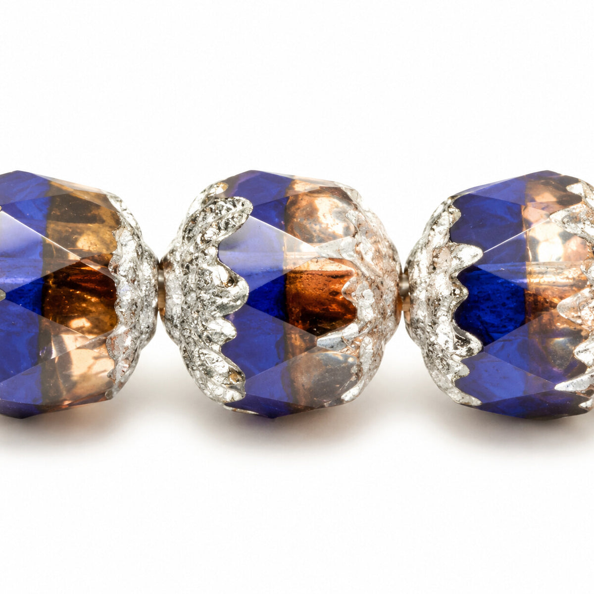 Cathedral Faceted Fire Polished Beads, X1006 Antique Silver Patina (x1006-81002), Glass, Czech Republic