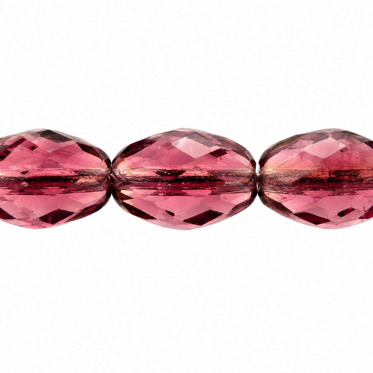 Oval Faceted Beads, Amethyst (20060), Glass, Czech Republic