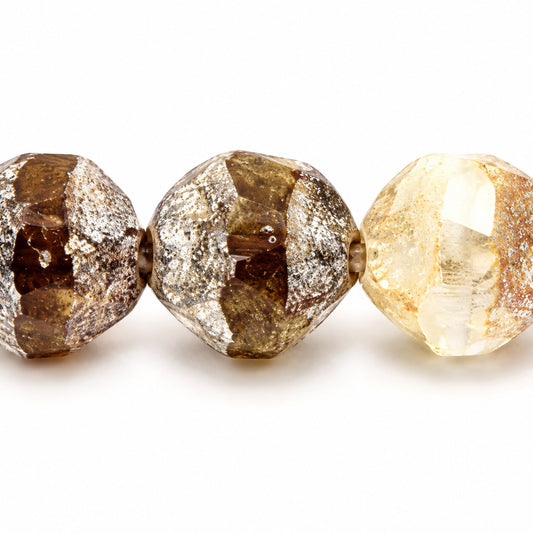 Special Cut Faceted Fire Polished Beads. Smashed, X3109 Antique Silver Patina (x3109-81002), Glass, Czech Republic