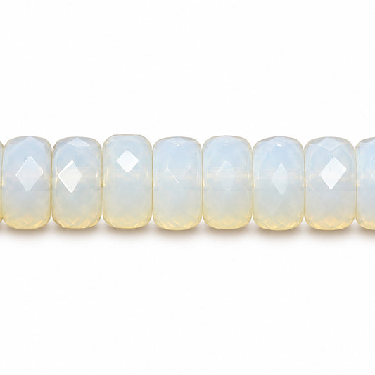 Faceted Special Cut Beads Rondelle, Opal White (01000), Glass, Czech Republic