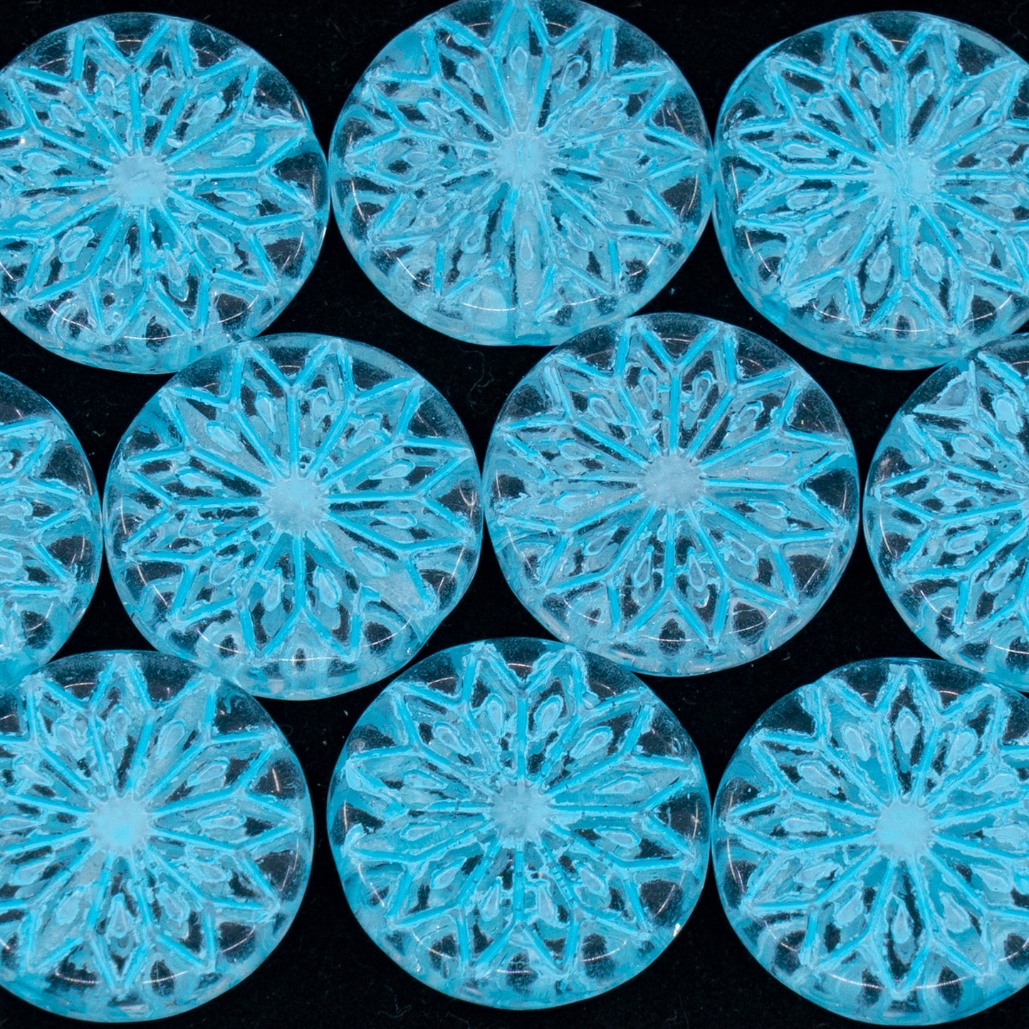 OUTLET 250g/50g Origami Flower Beads, 18 x 18 mm, Crystal Light Blue Lined (00030-54308), Glass, Czech Republic