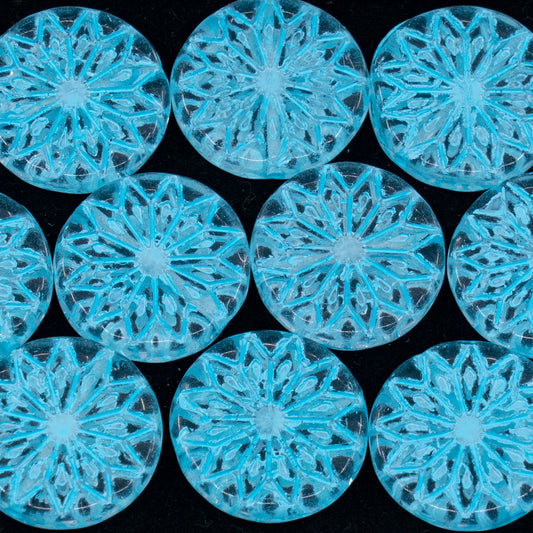 OUTLET 250g/50g Origami Flower Beads, 18 x 18 mm, Crystal Light Blue Lined (00030-54308), Glass, Czech Republic