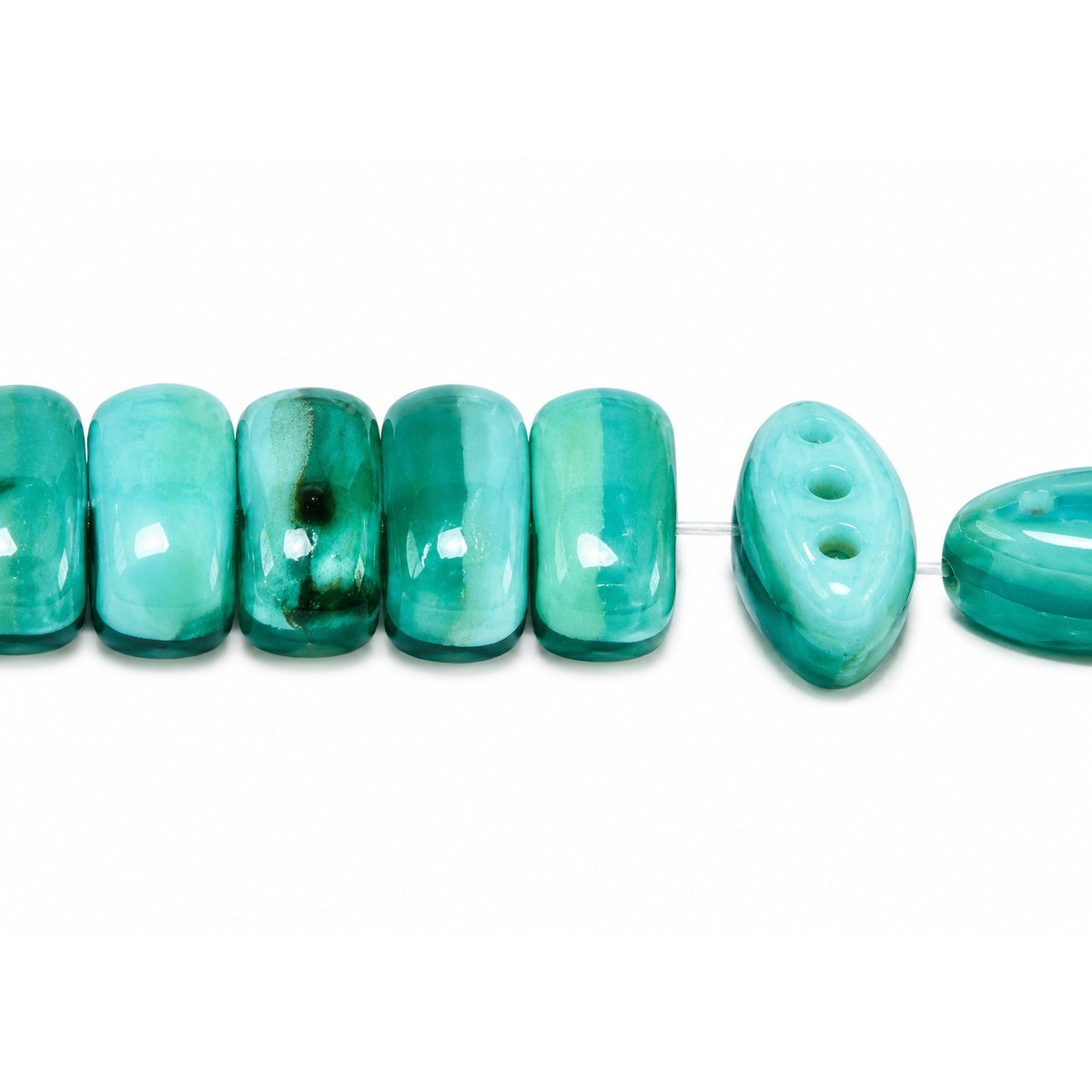3-Hole Pressed Oval Beads, Lg003 (lg003), Glass, Czech Republic