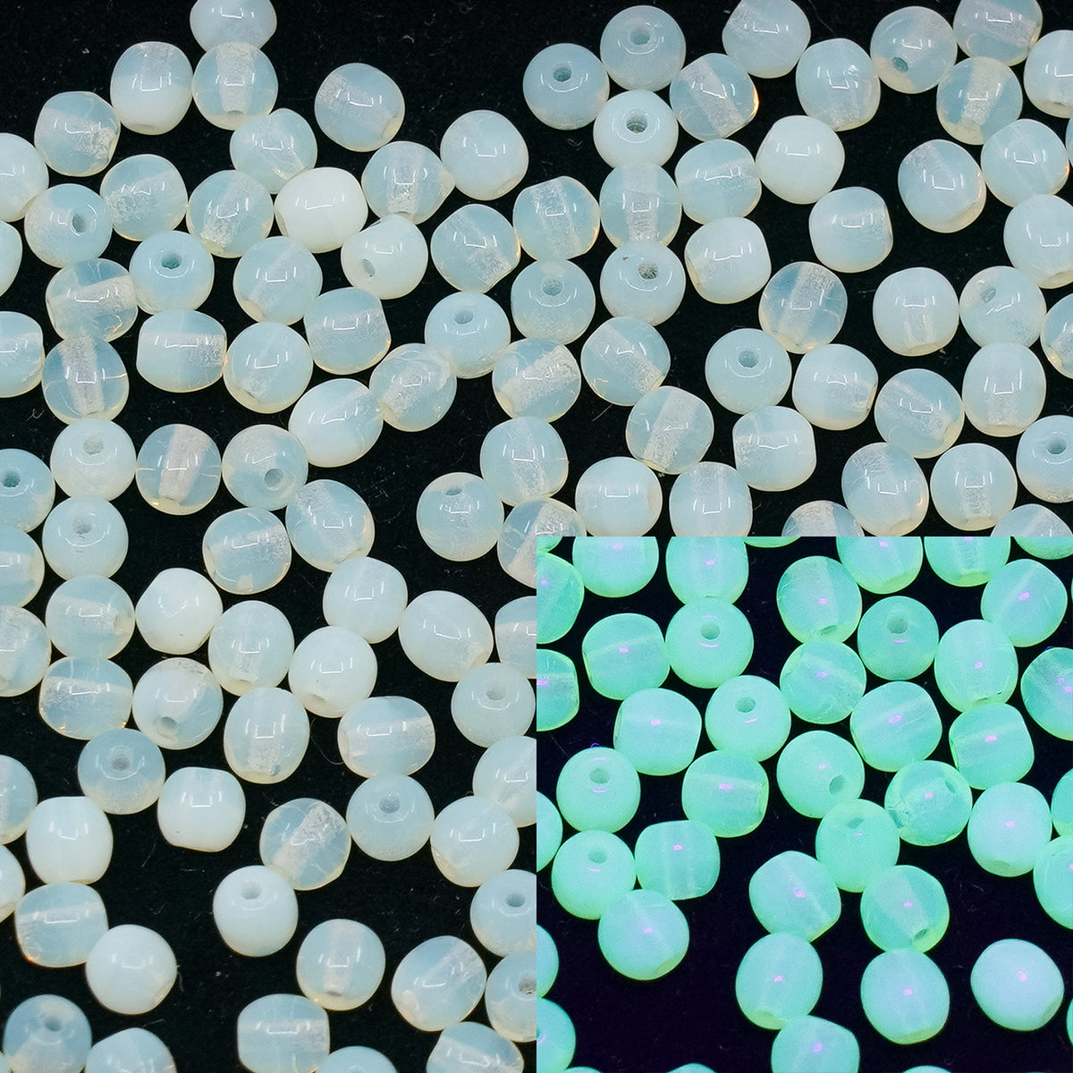 OUTLET 250g/50g Round Druck Beads, 4 x 4 mm, Opal Yellow (81000), Glass, Czech Republic