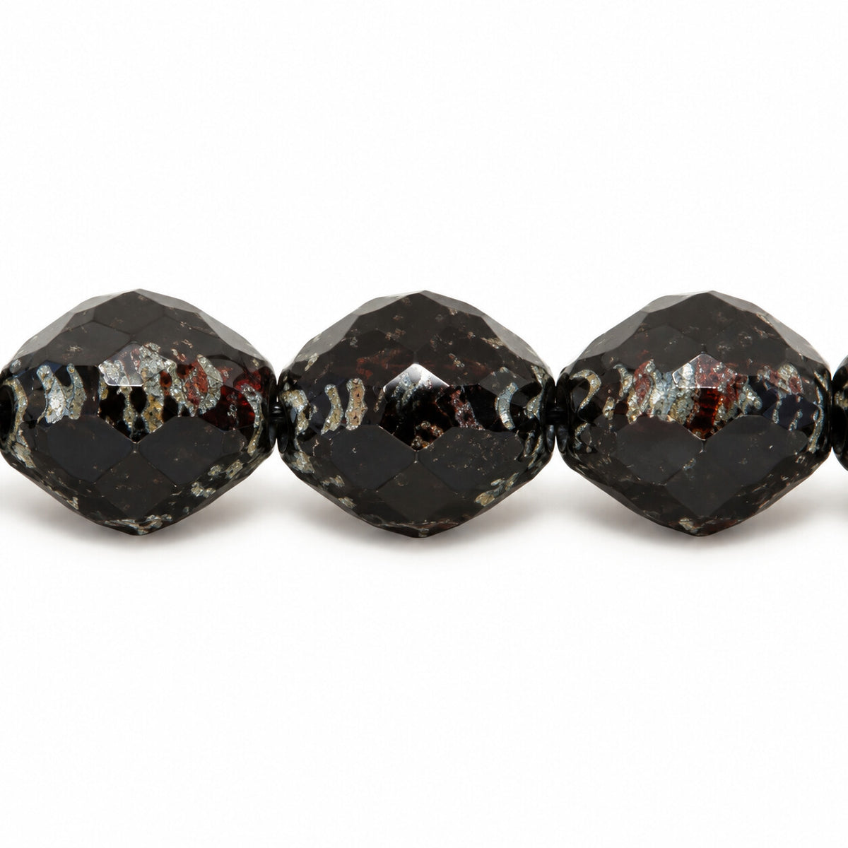 Wasp Special Cut Faceted Fire Polished Beads, Black Stain Strong (23980-86805), Glass, Czech Republic