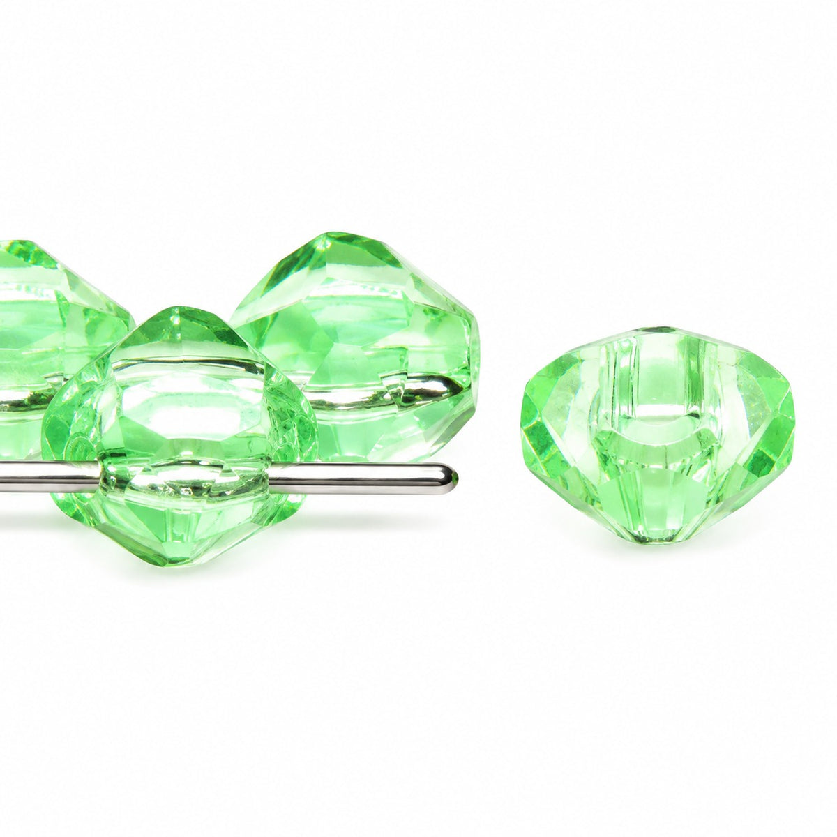 Silky 2-Hole Square Beads, Transparent Green (50800), Glass, Czech Republic
