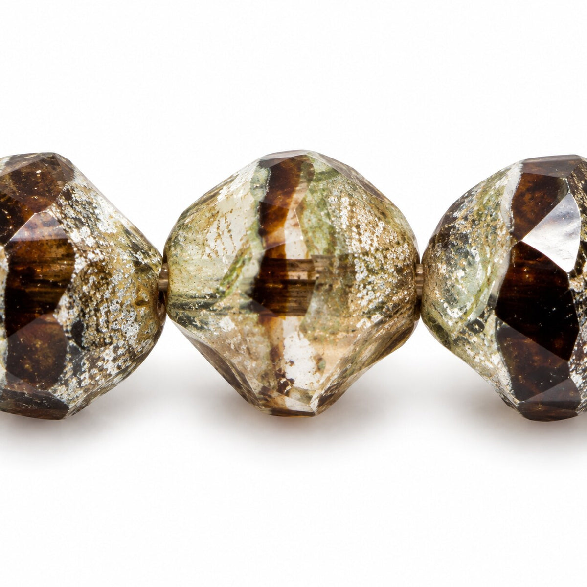 Special Cut Faceted Fire Polished Beads. Smashed, X3154 Antique Silver Patina (x3154-81002), Glass, Czech Republic