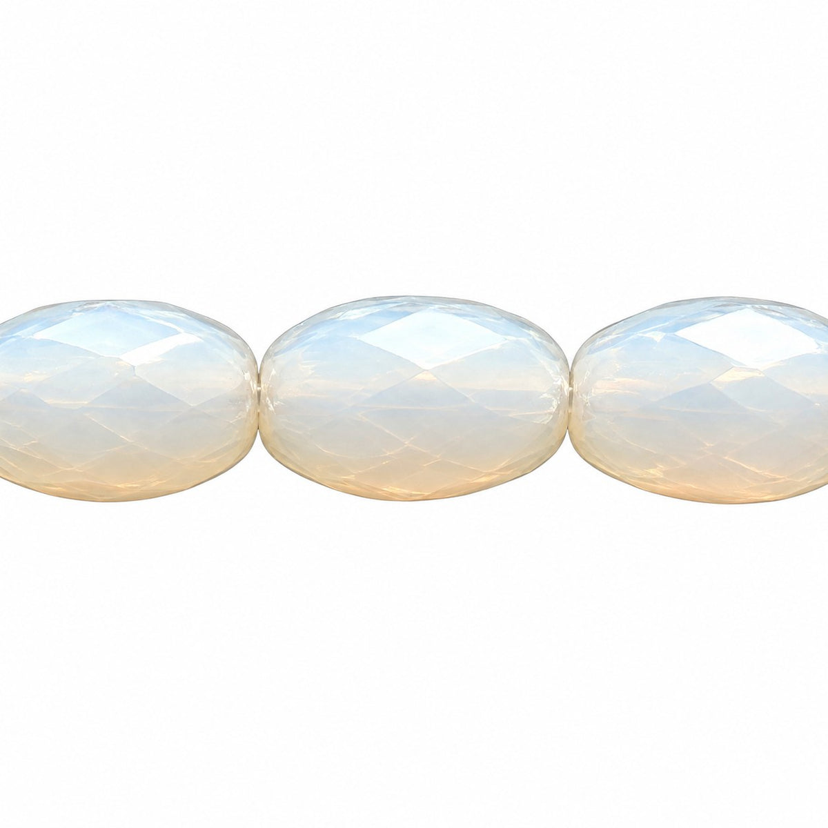 Oval Faceted Beads, Opal White (01000), Glass, Czech Republic