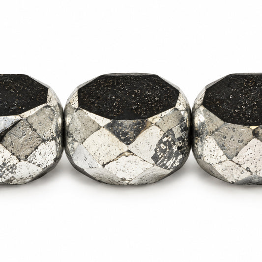 Cut & Faceted Fire Polished Beads, Black Silver (23980-27000), Glass, Czech Republic
