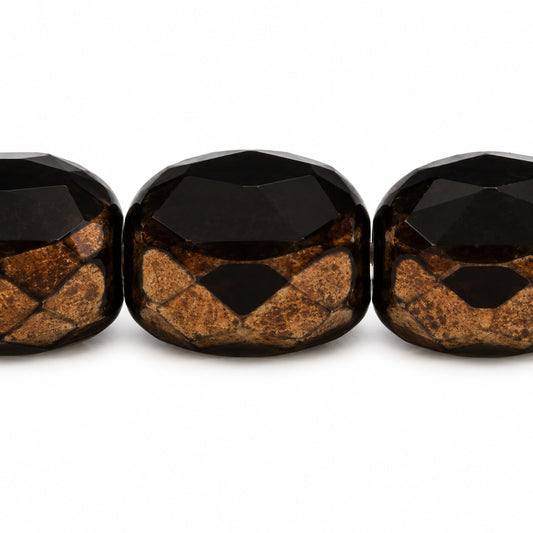 Cut & Faceted Fire Polished Beads, Black Bronze (23980-14415), Glass, Czech Republic