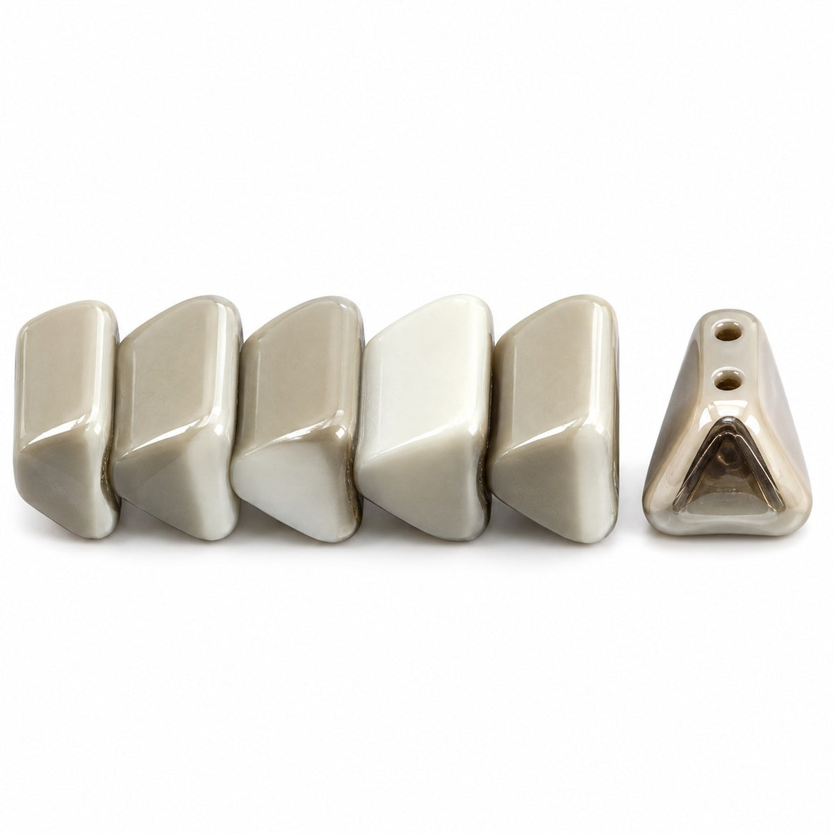 Roof 2-Hole Beads, Chalk White Chrom (03000-27401), Glass, Czech Republic