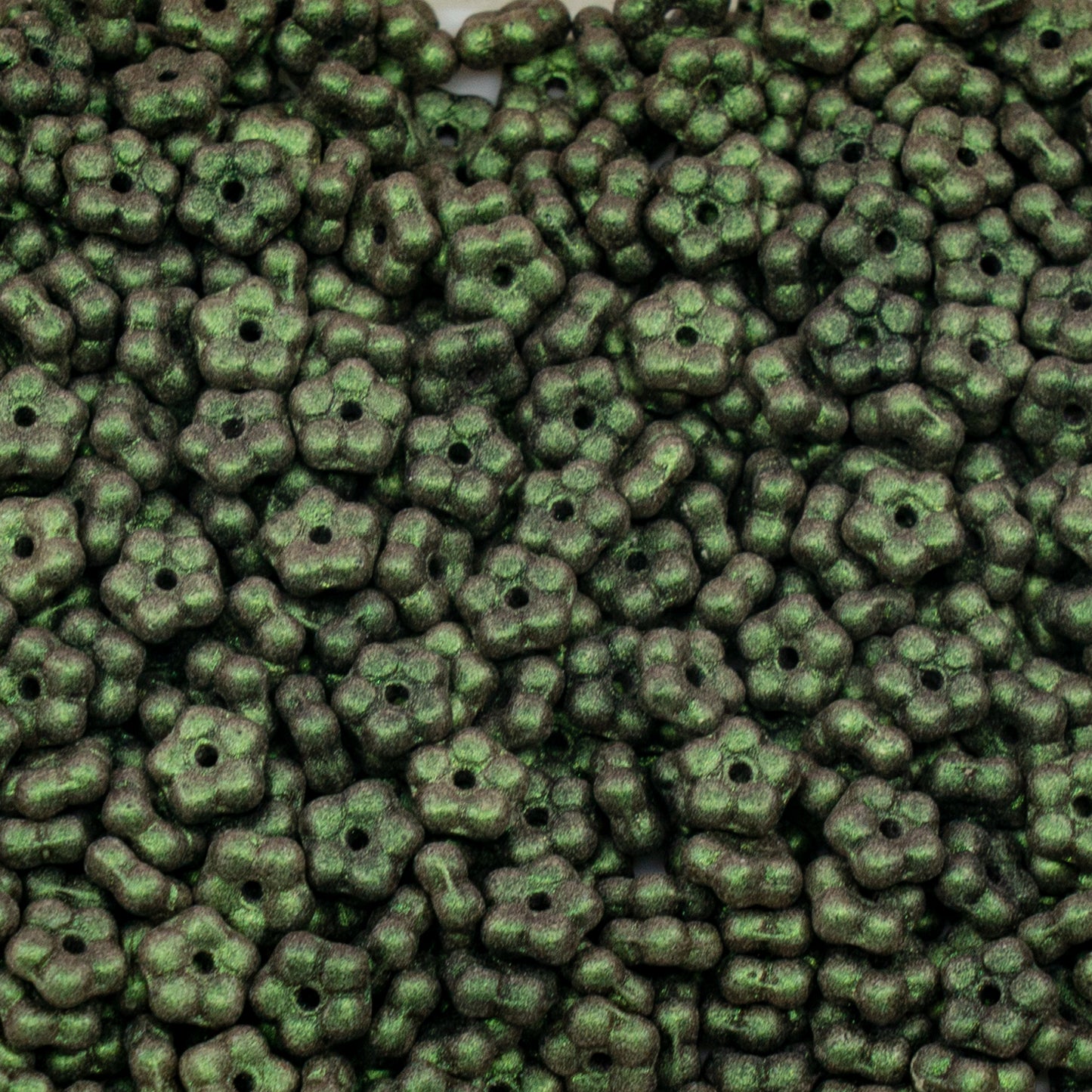 OUTLET 250g 勿忘我珠子，5 x 5 毫米，黑绿紫色 (23980-79303)，玻璃，捷克共和国