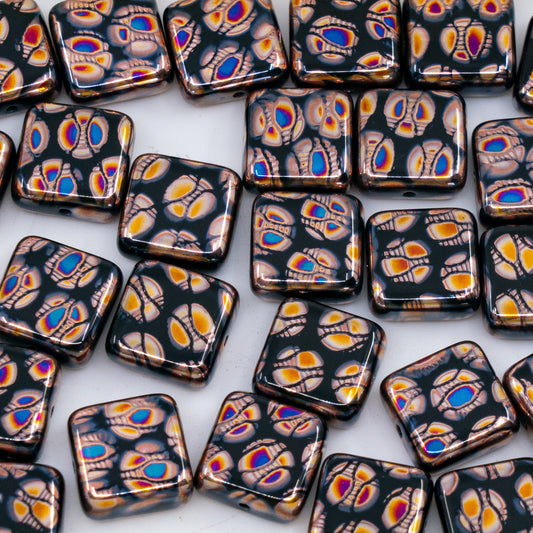 OUTLET 250g/50g Square Beads, 10 x 10 mm, Batika Mixed Colors 233 (BATIKA-MIX-233), Glass, Czech Republic