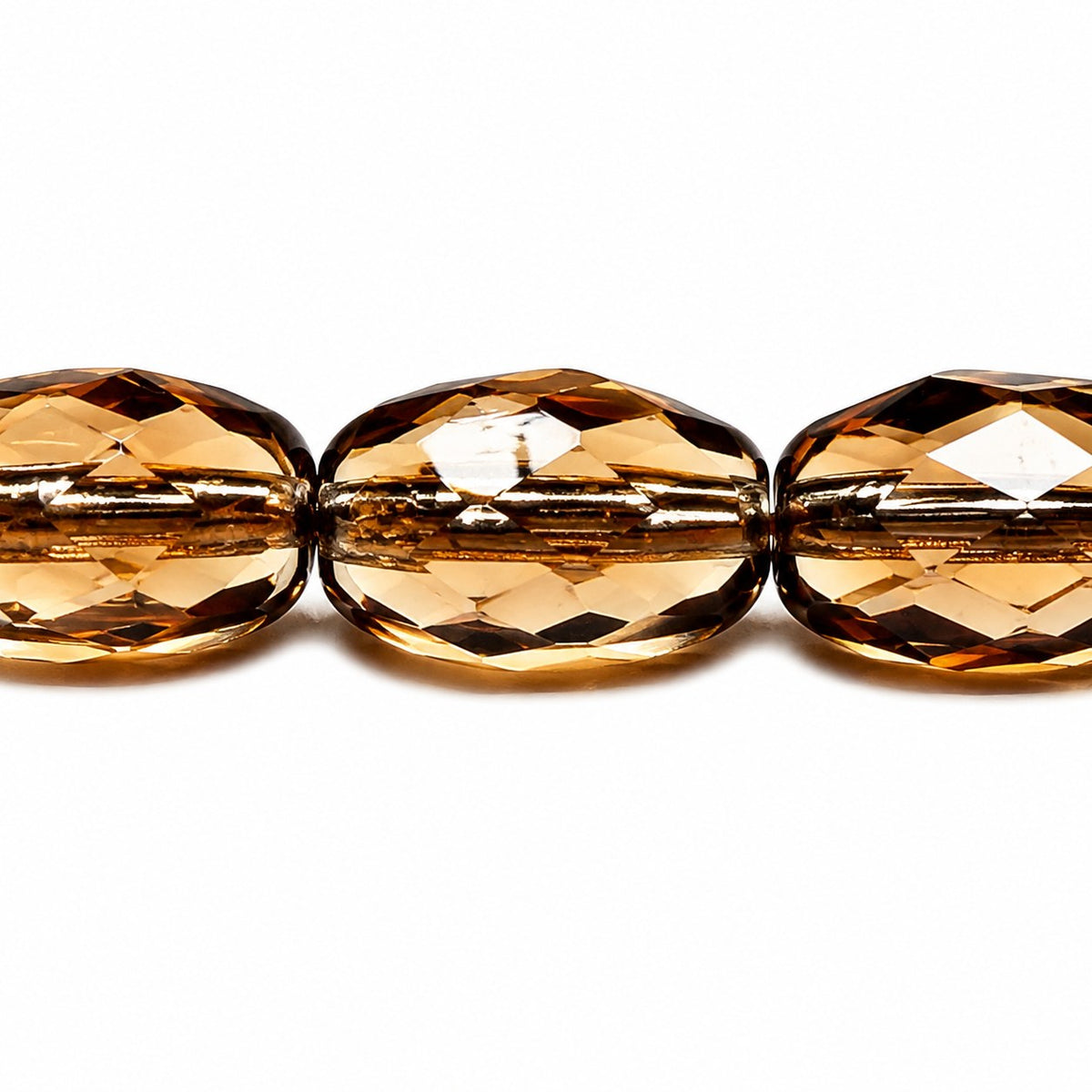 Oval Faceted Beads, Transparent Gray (40030), Glass, Czech Republic