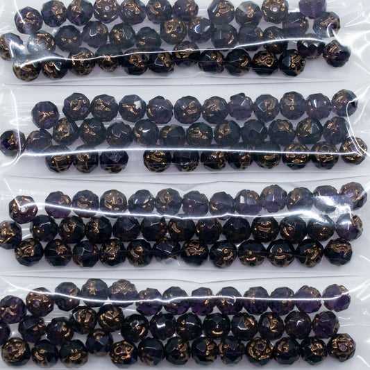 OUTLET 10 grams Faceted Fire Polished Beads Special Cut, 6 x 6 mm, 20510 Bronze (20510-14415), Glass, Czech Republic