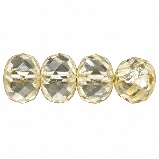 Special Cut Faceted Fire Polished Beads, Crystal Antique Silver Patina (00030-81002), Glass, Czech Republic