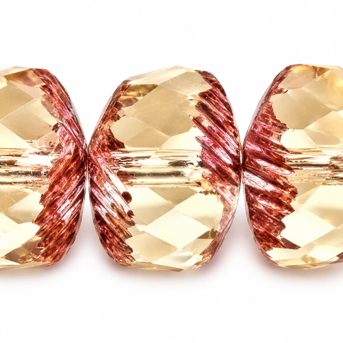 Faceted Special Rondelle Beads Fire Polished, Transparent Yellow Bronze (80000-14415), Glass, Czech Republic