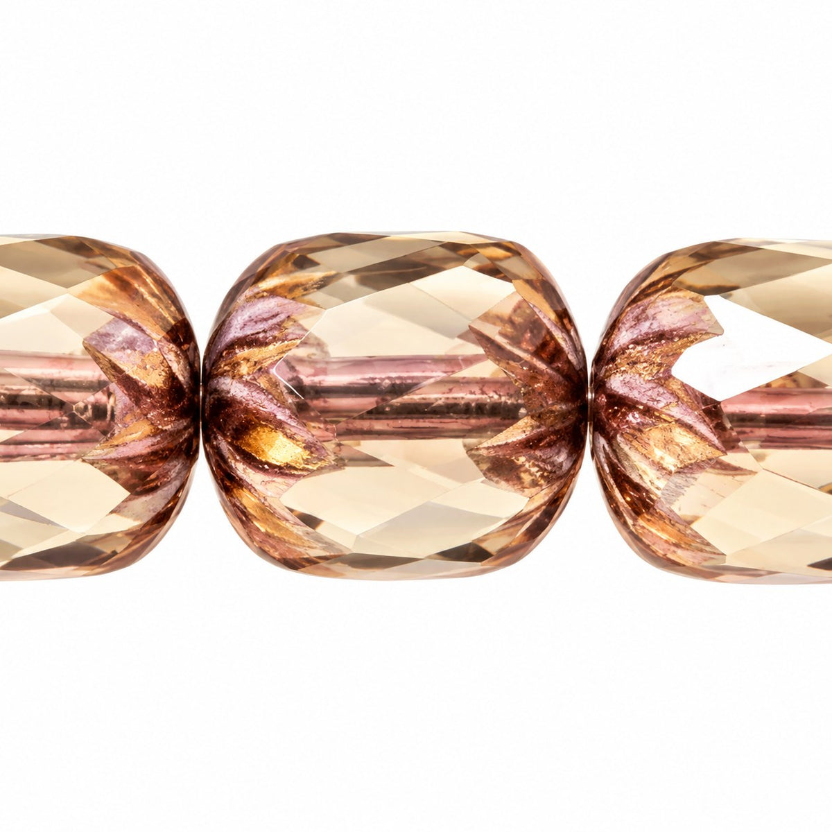 Faceted Fire Polished Beads Special Cut, Gray Luster Violet Full Coated (40010-14496), Glass, Czech Republic