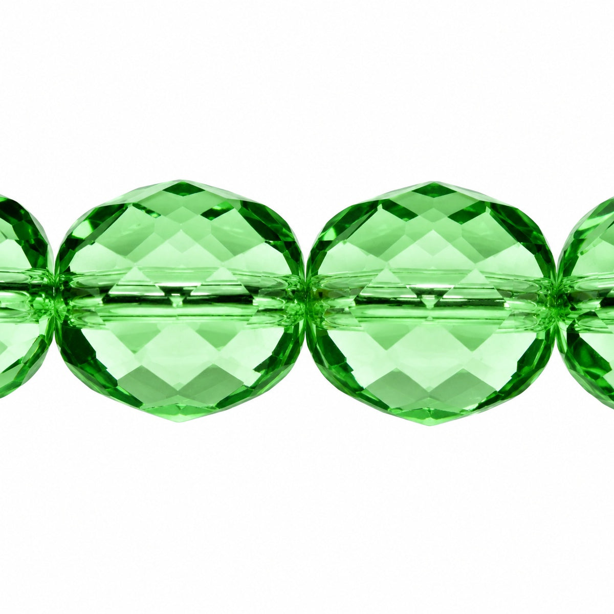 Faceted Round Fire Polished Beads, Transparent Green (50510), Glass, Czech Republic