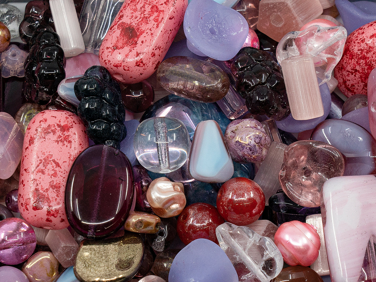OUTLET Mix Of Unique Czech Bohemia Glass Pressed Beads,  mm, Glass, Czech Republic