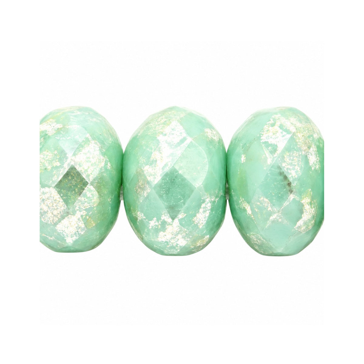 Special Cut Faceted Fire Polished Beads, Opaque Green Picasso (53110-43400), Glass, Czech Republic