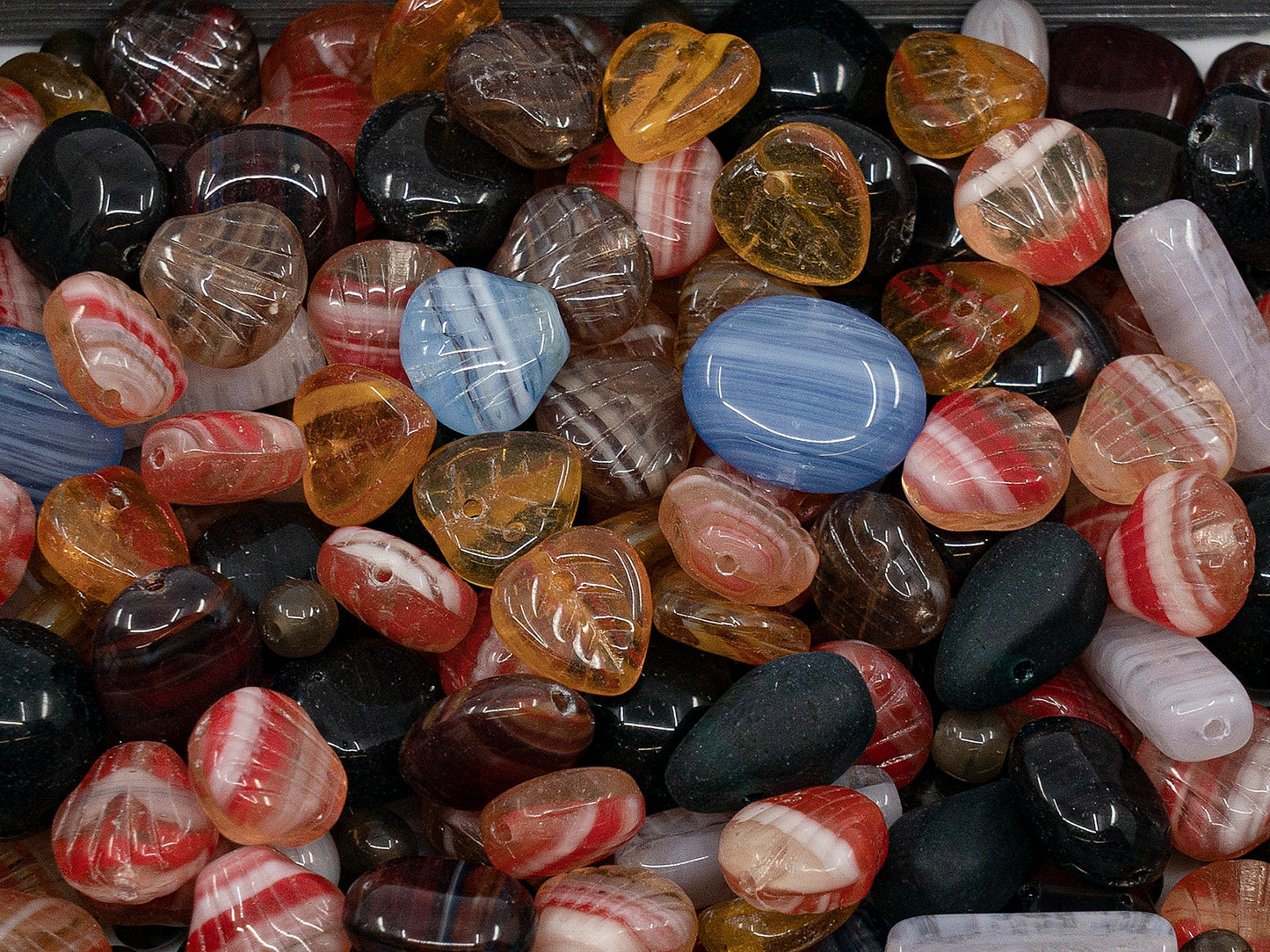 OUTLET Mix Of Unique Czech Bohemia Glass Pressed Beads,  mm, Glass, Czech Republic