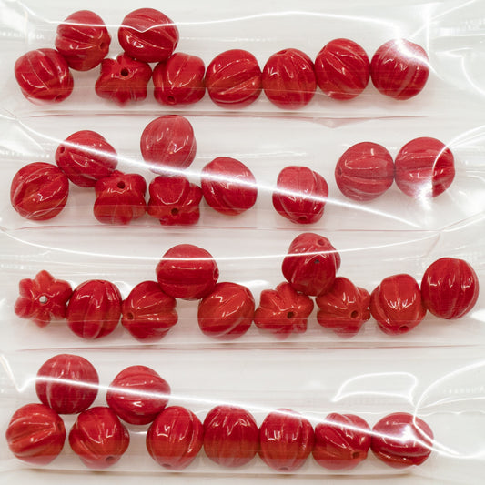 OUTLET 10 grams Melon Beads, 10 x 10 mm, Red (93180), Glass, Czech Republic