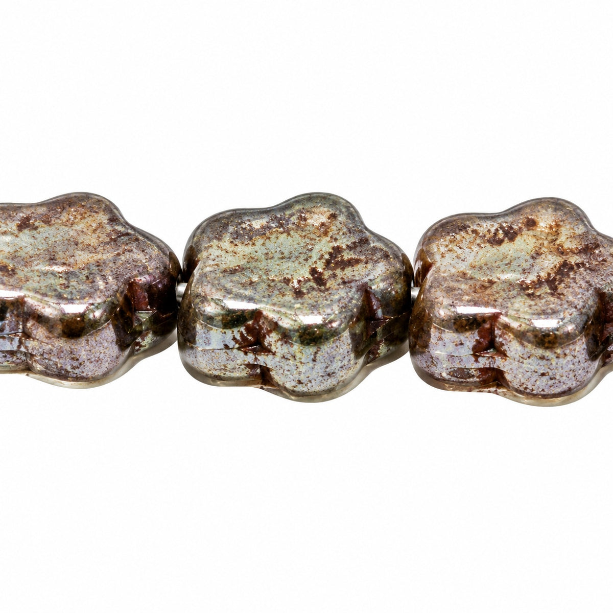 Sunset Flower Beads, Crystal Stain With Luster Blue (00030-65431), Glass, Czech Republic