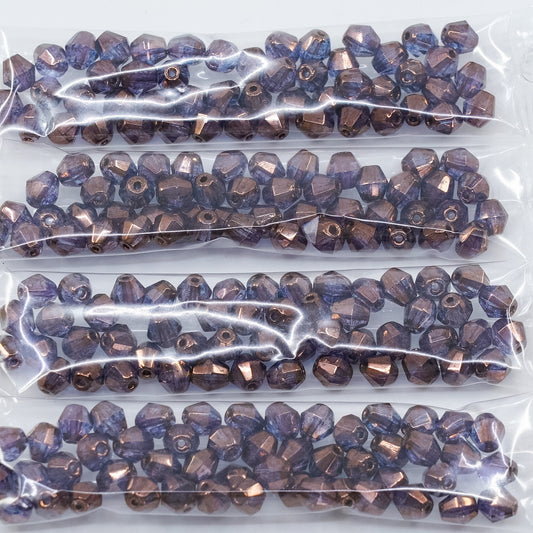 OUTLET 10 grams Faceted Round Fire Polished Beads, 6 x 6 mm, Crystal Purple (00030-15726), Glass, Czech Republic