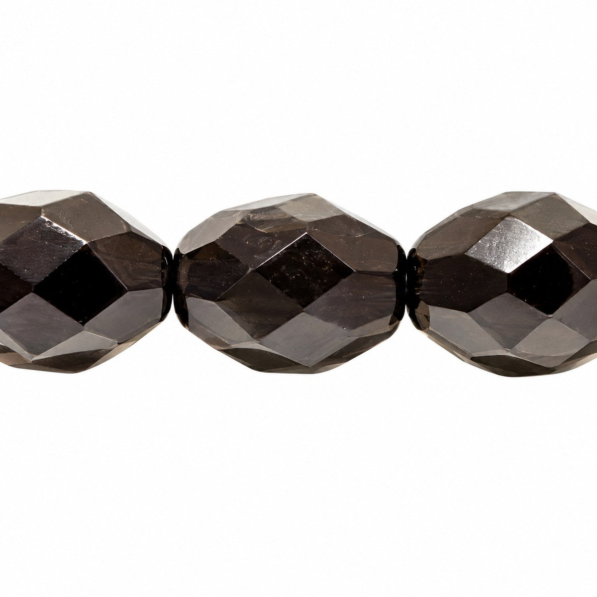 Oval Faceted Beads, Black (23980), Glass, Czech Republic