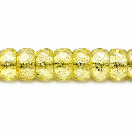 Faceted Special Cut Beads Rondelle, Transparent Yellow Terracotta Silver (80130-15481), Glass, Czech Republic