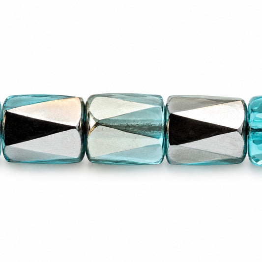 Faceted Special Cut Beads, Transparent Aqua Chrom (60010-27401), Glass, Czech Republic
