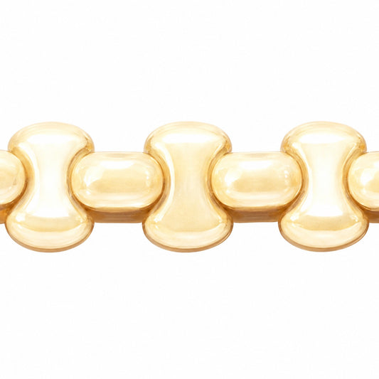 Shaped Pressed Beads, Chalk White Luster Brown Full Coated (03000-14413), Glass, Czech Republic