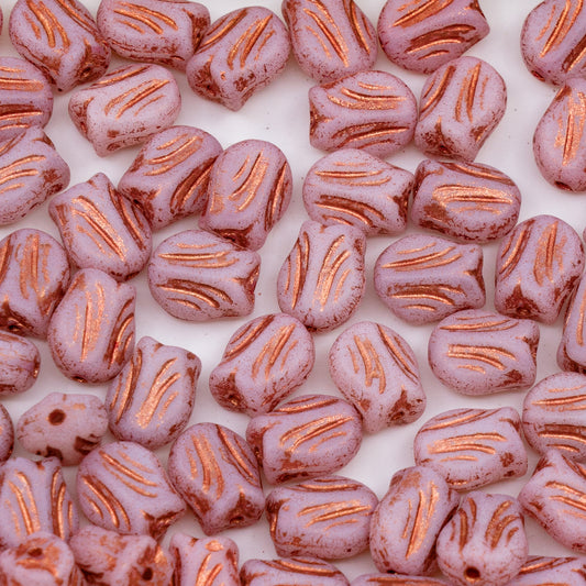 OUTLET 250g/50g Mini Tulip Beads, 9 x 7 mm, White Matte Copper Lined (02010-84100-54307), Glass, Czech Republic