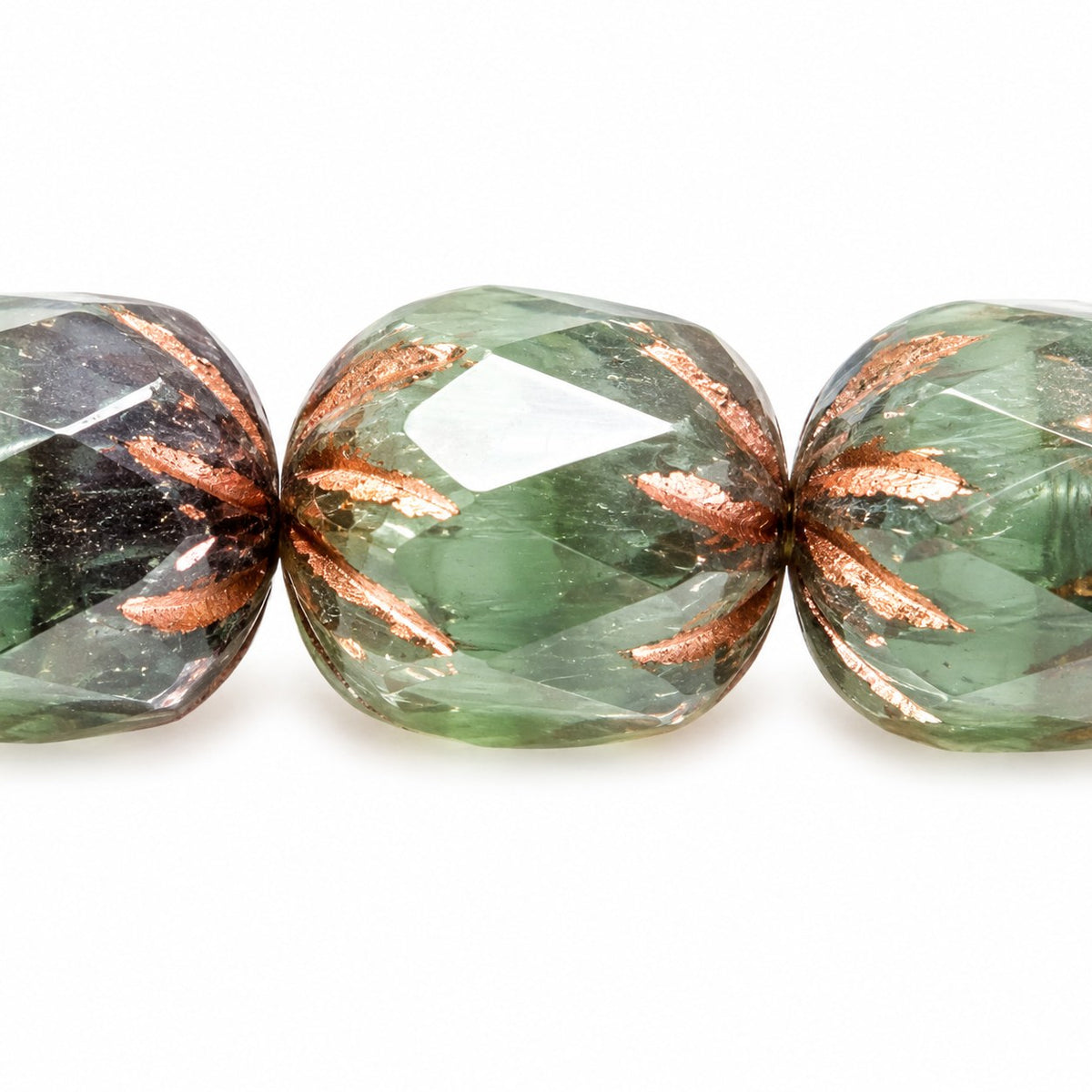Fire Polished Faceted Cathedral Beads, X1125 Copper Lined (x1125-54307), Glass, Czech Republic