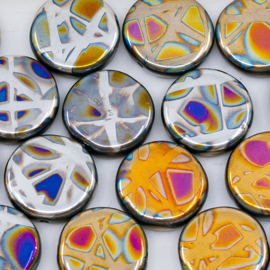 OUTLET 250g/50g Coin Beads, 17 x 17 mm, Batika Mixed Colors 208 (BATIKA-MIX-208), Glass, Czech Republic